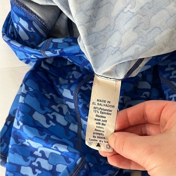 Vineyard Vines Performance Whale Outline Blue Printed Leggings Cropped Size Med - Picture 8 of 9